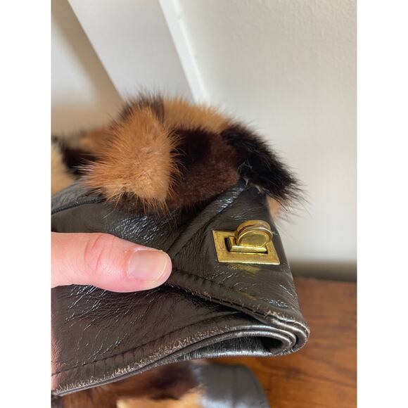 Vintage 1970's patchwork mink fur and leather cropped bomber coat - Picture 7 of 11